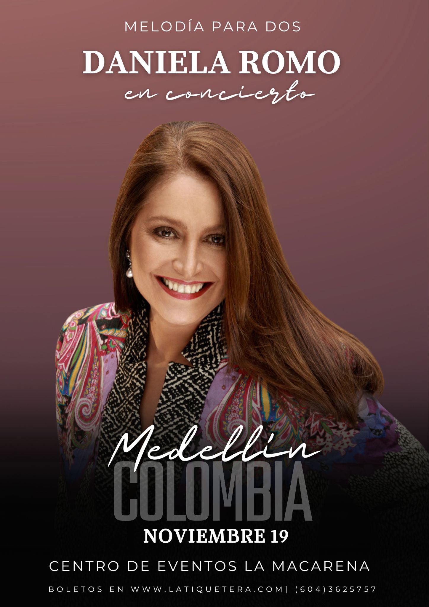 Daniela Romo cantará en Medellín